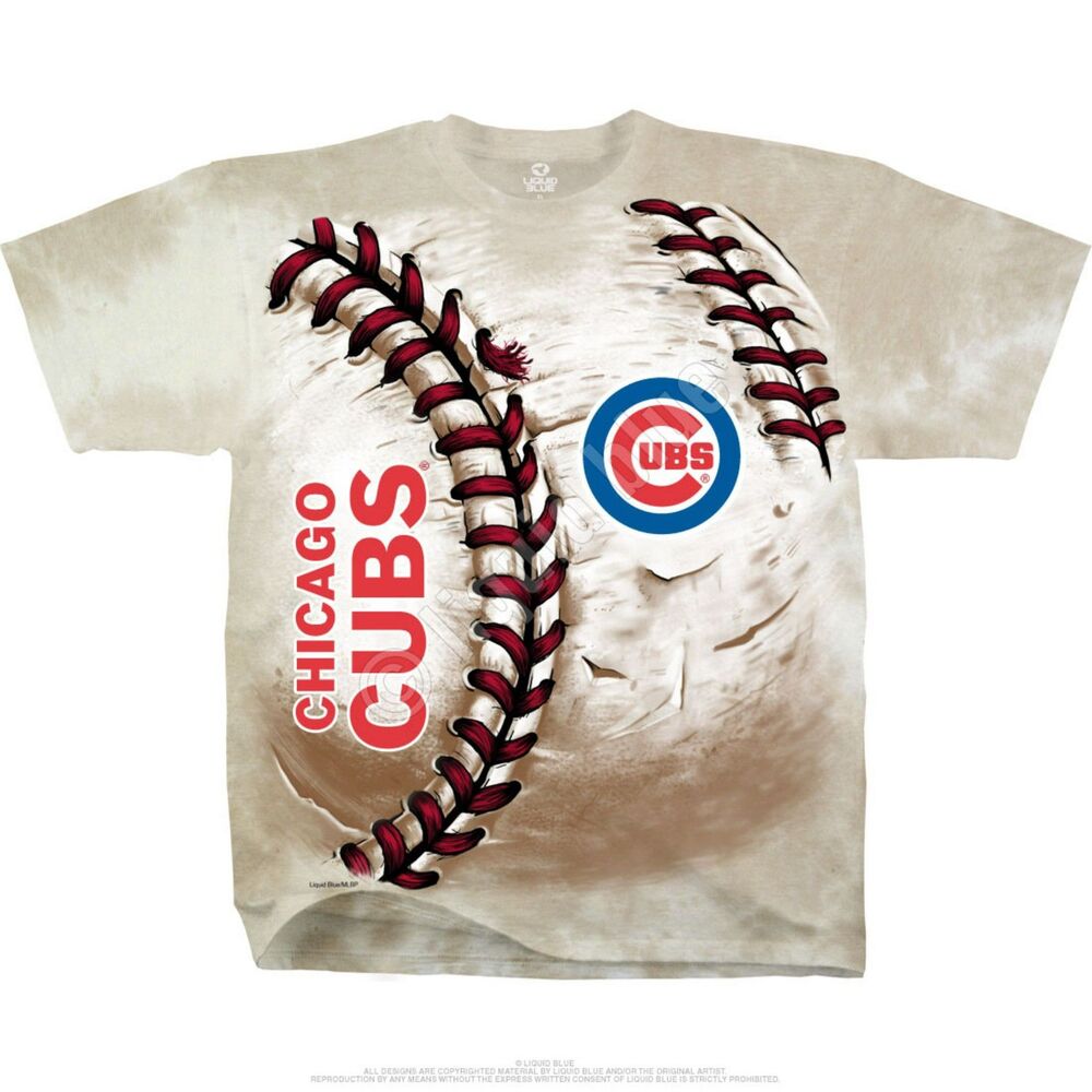'14 Liquid Blue Shirt Chicago Cubs Hardball Graphic Baseball Shirt Mens Sz Large